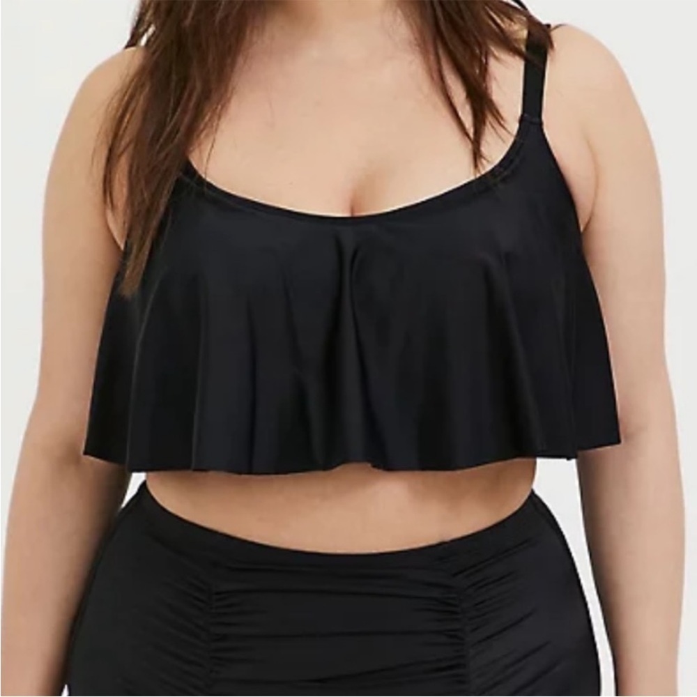 Torrid Wireless Flounce Bikini Top Sz 3 Black